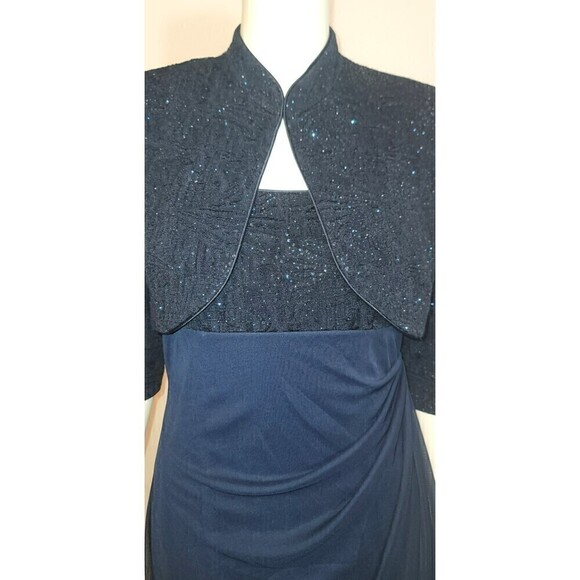 Alex Evenings Navy Blue Draped Column Gown With Bolero Jacket Size 6P - Picture 6 of 16